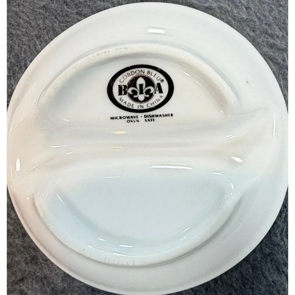 BIA Cordon Bleu White Porcelain Divided Dipping Bowls Set of 2 S-Curve Dishes